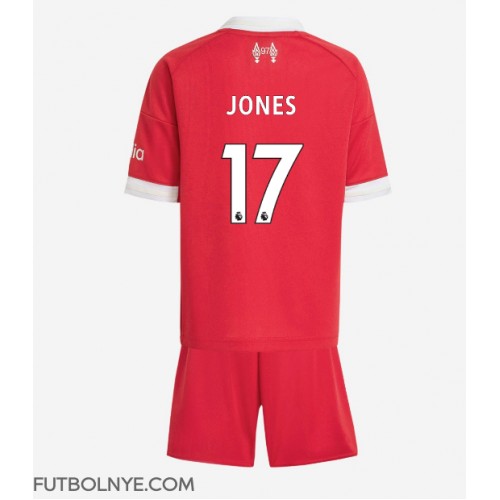Camiseta Liverpool Curtis Jones #17 Primera Equipación para niños 2025-26 manga corta (+ pantalones cortos)